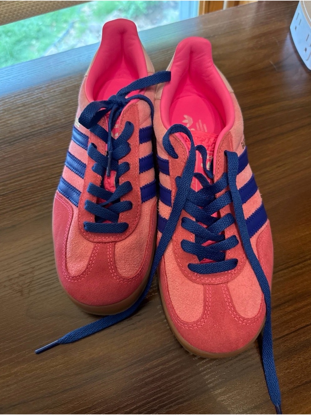 adidas Pink Suede Sneakers with Navy Stripes